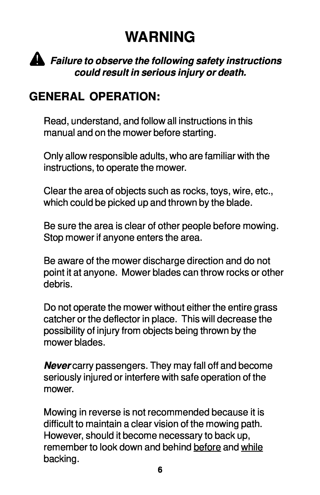 Dixon 18134-1004 manual General Operation 