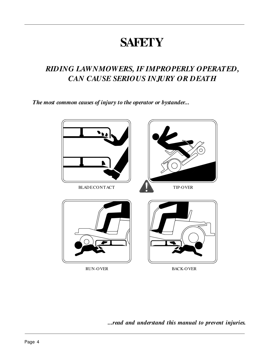 Dixon 1856-0599 manual Safety 