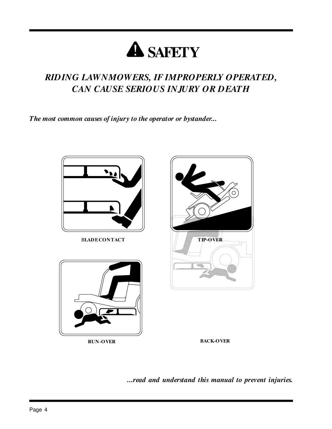 Dixon 1857-0599 manual Safety 