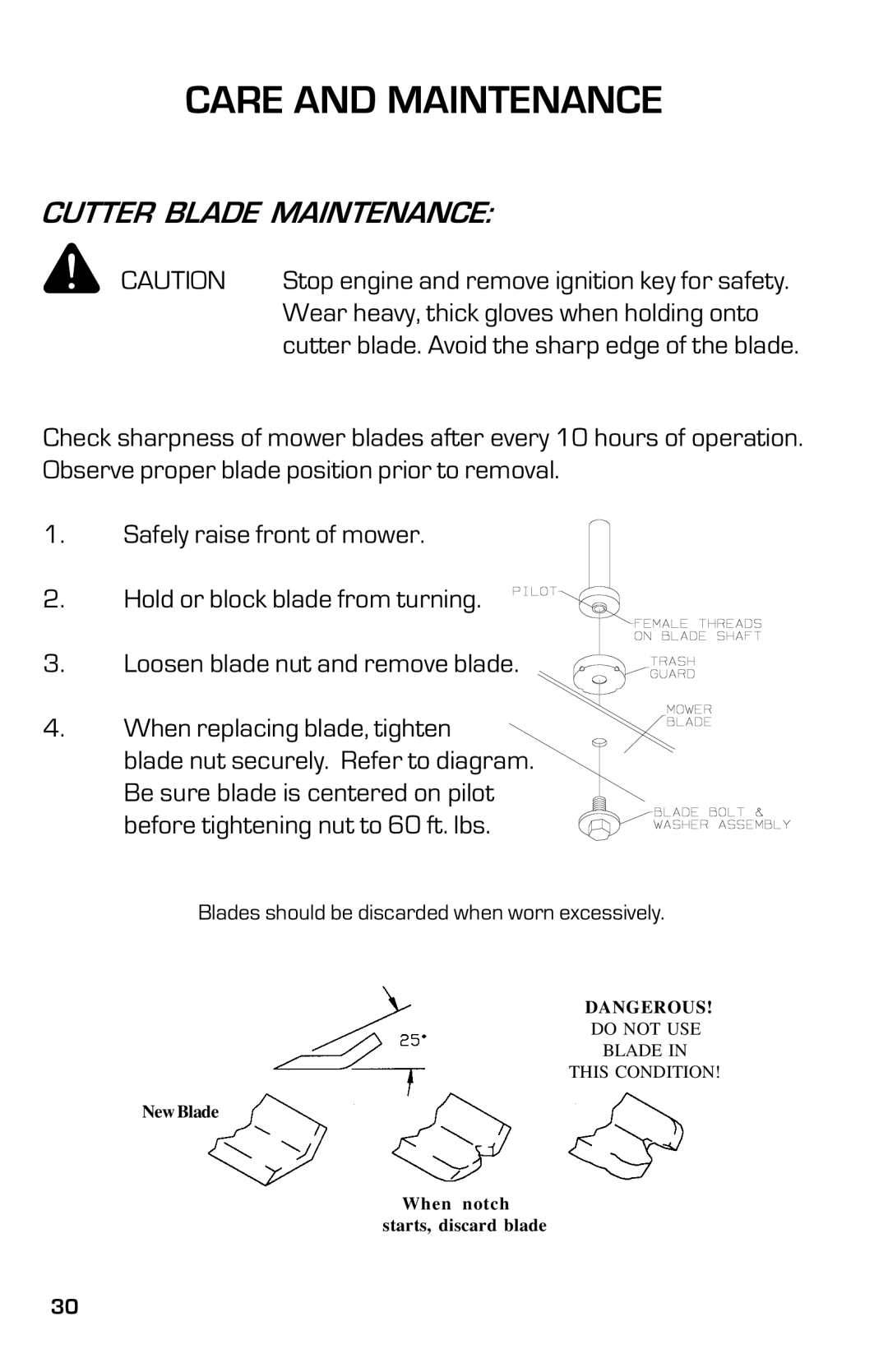 Dixon 2003, 13639-0702 manual Cutter Blade Maintenance 