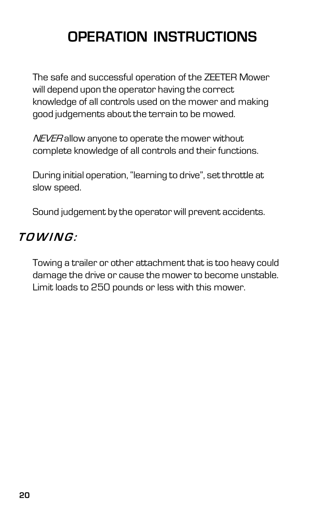 Dixon 2004 manual Operation Instructions, W I N G 