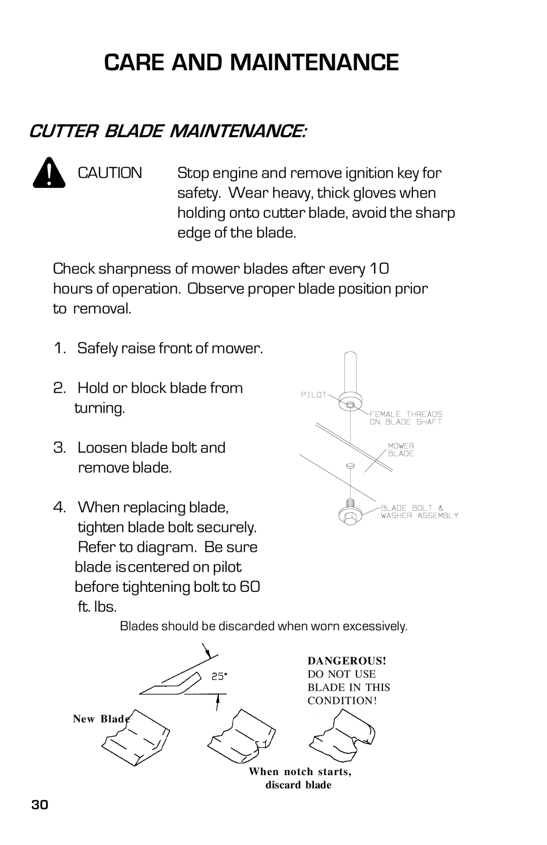 Dixon 2004 manual Cutter Blade Maintenance 