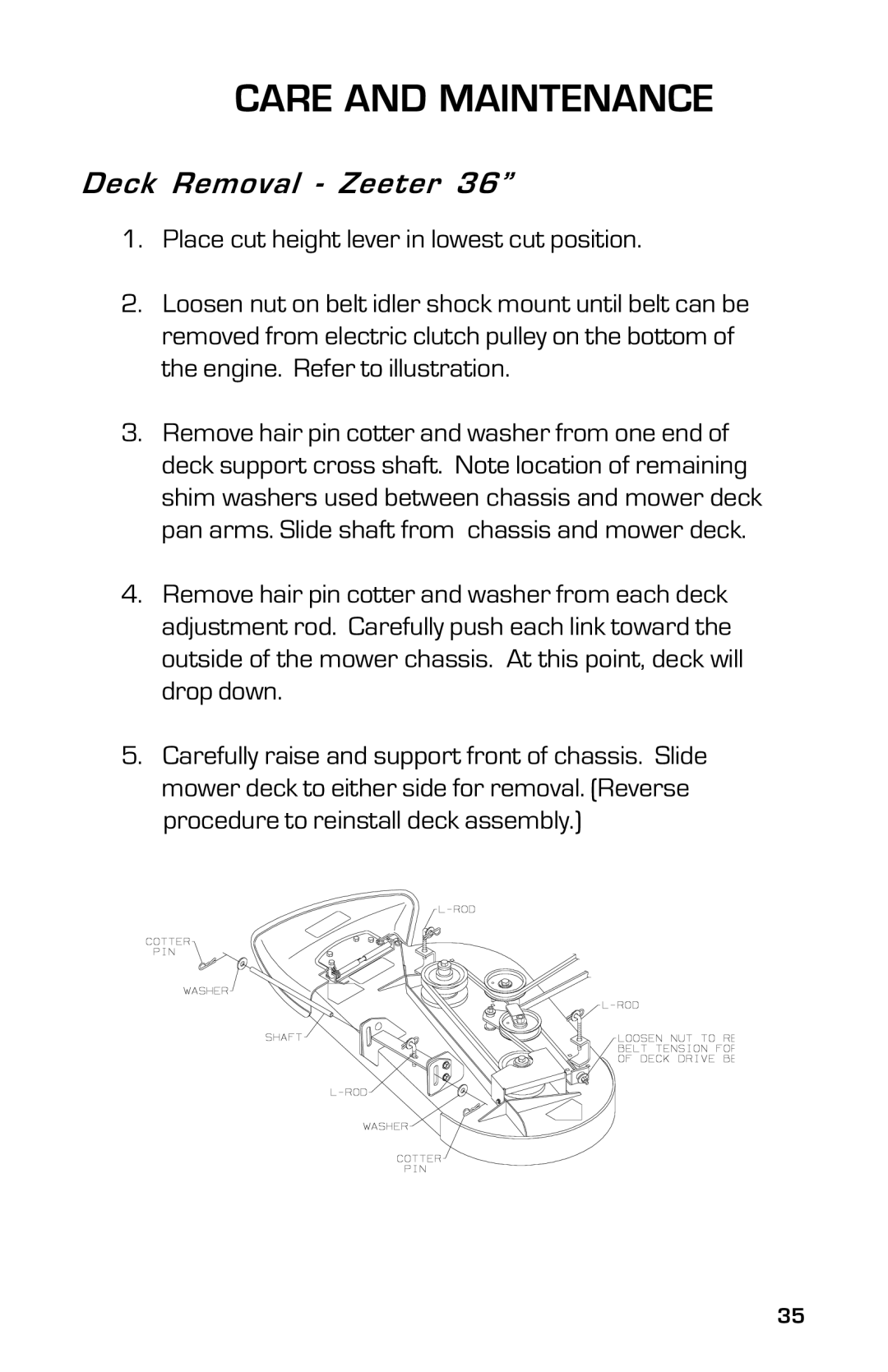 Dixon 2004 manual Care and Maintenance 