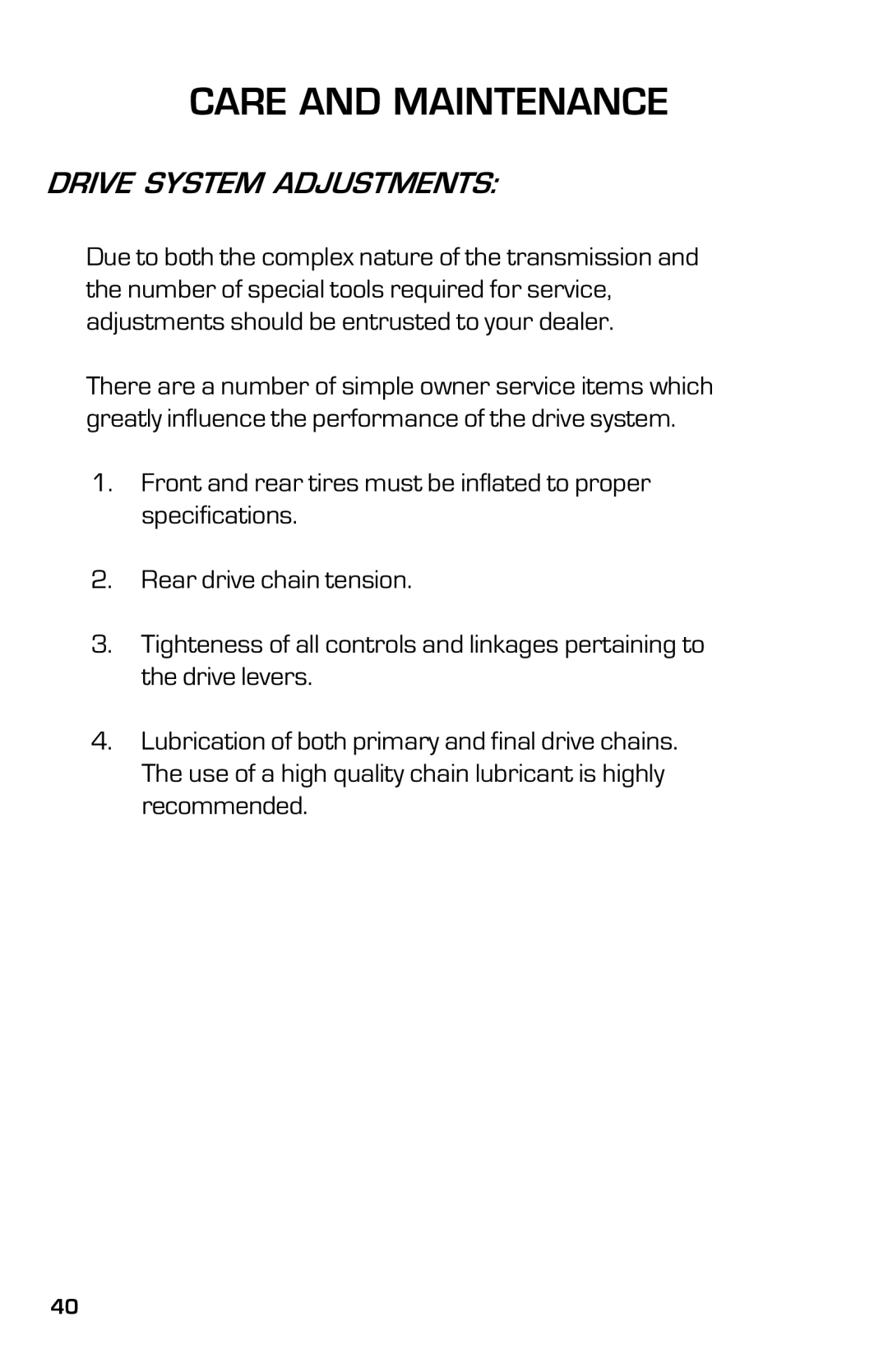 Dixon 2004 manual Drive System Adjustments 