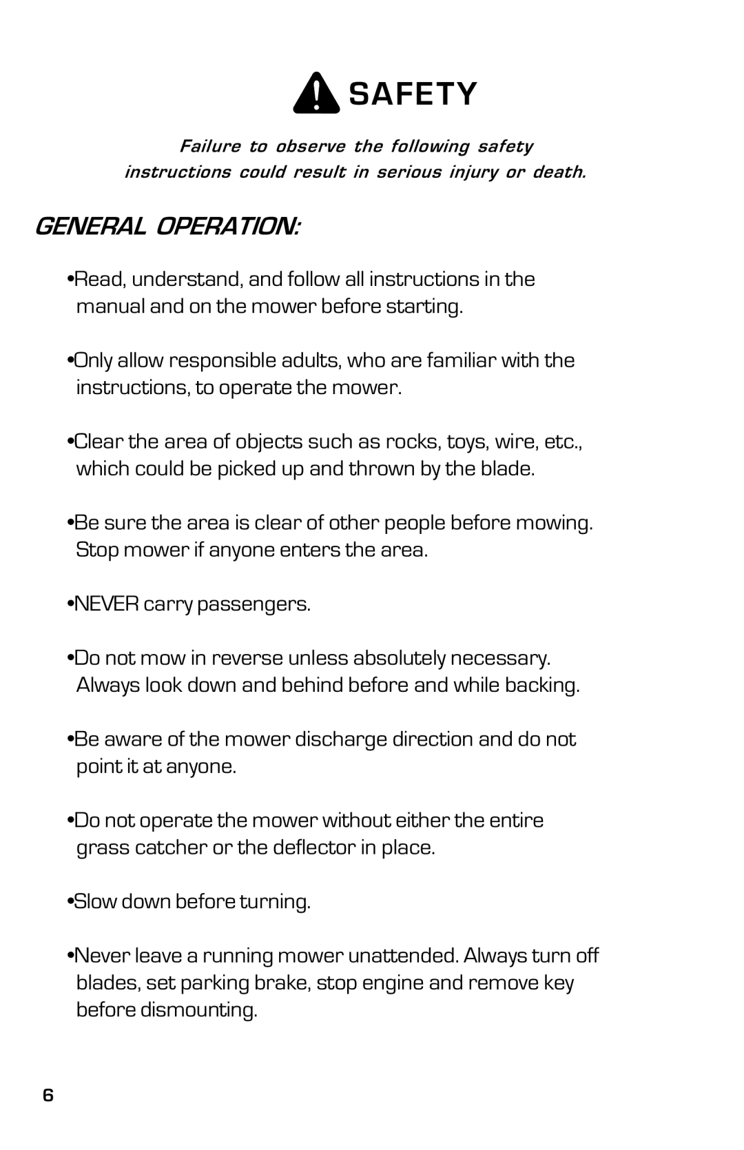 Dixon 2004 manual General Operation 