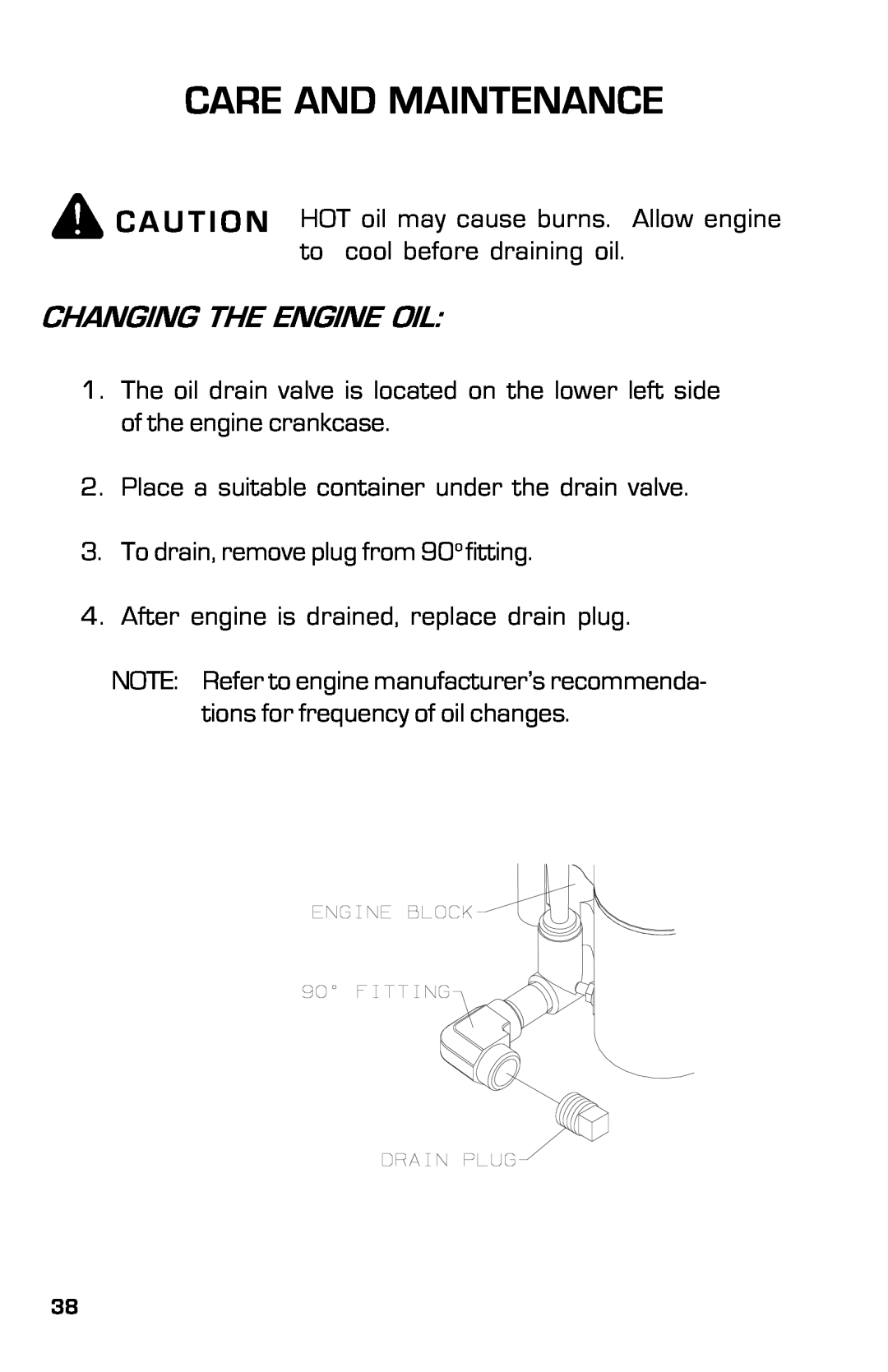 Dixon 2004 manual Changing The Engine Oil, Care And Maintenance 