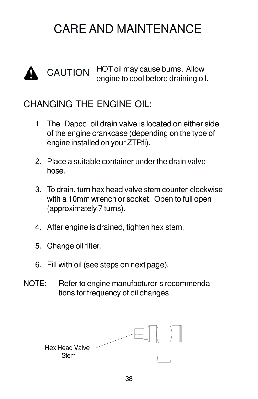 Dixon 2006 manual Changing the Engine OIL 