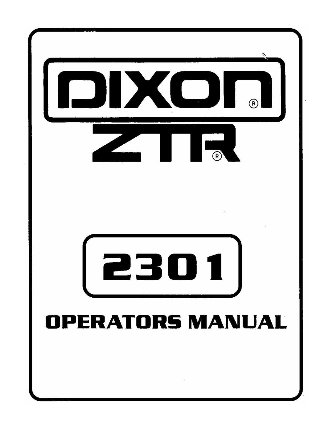 Dixon 2301 manual 