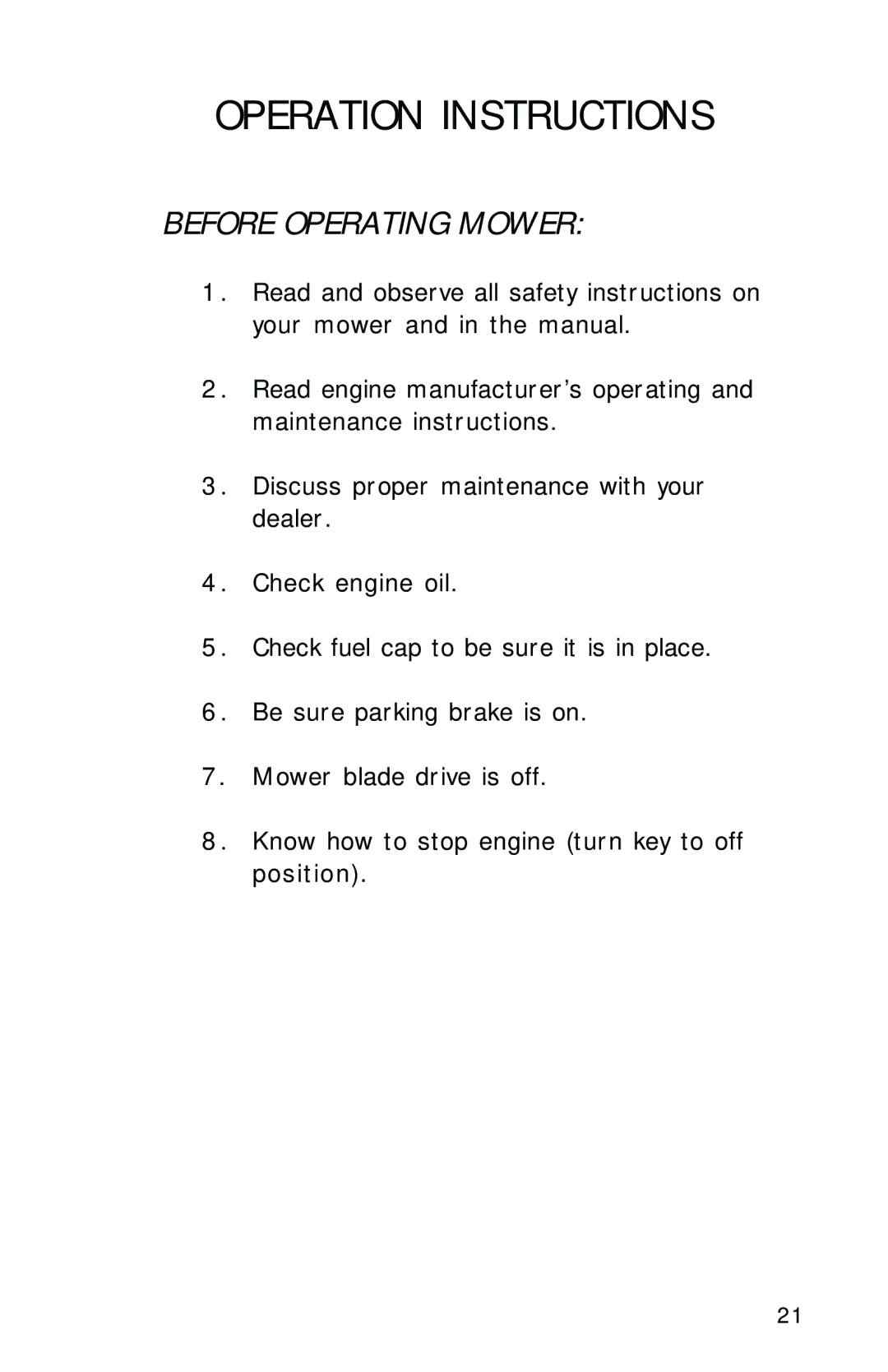 Dixon 2560 manual Before Operating Mower 