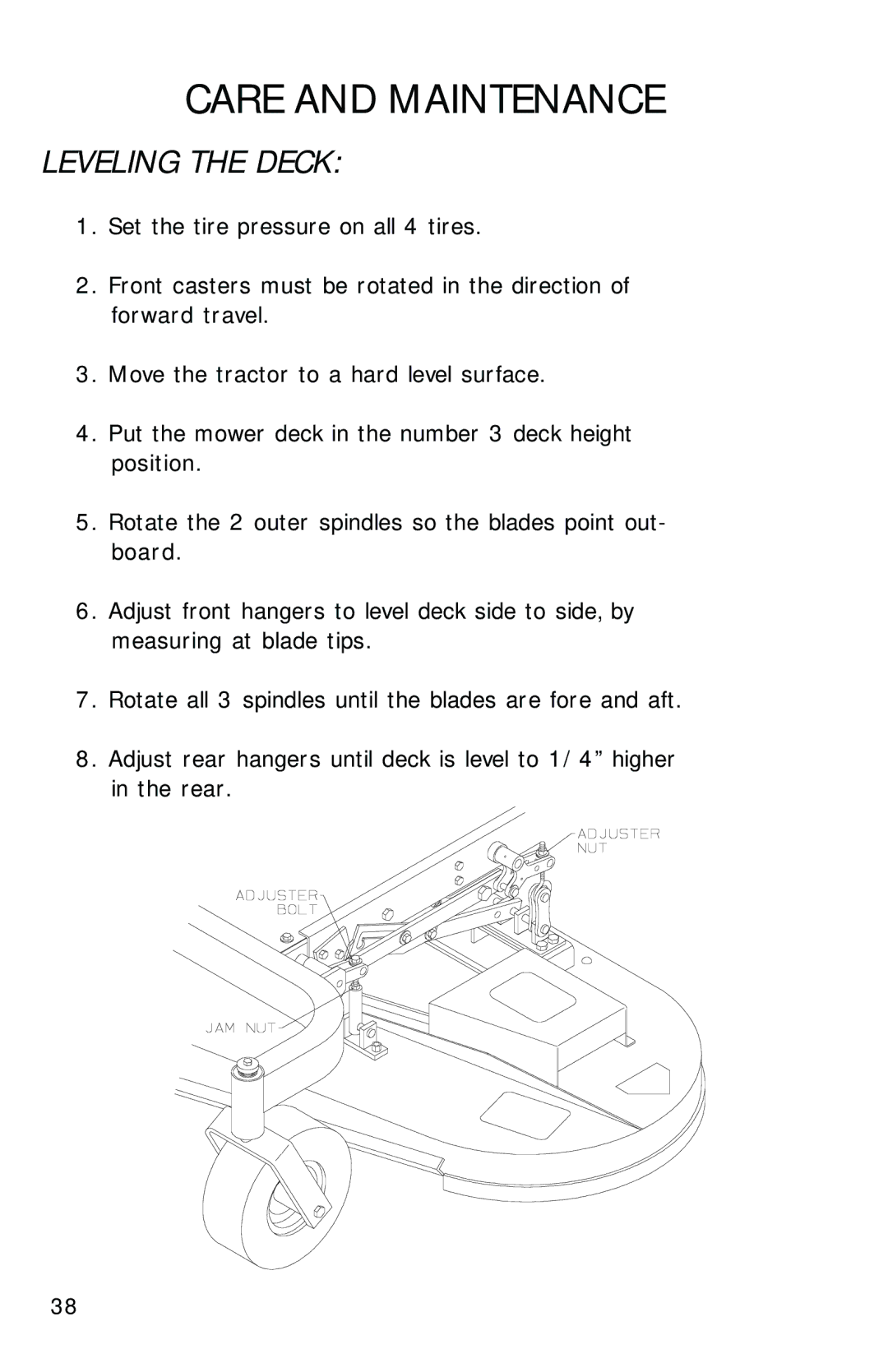 Dixon 2560 manual Leveling the Deck 