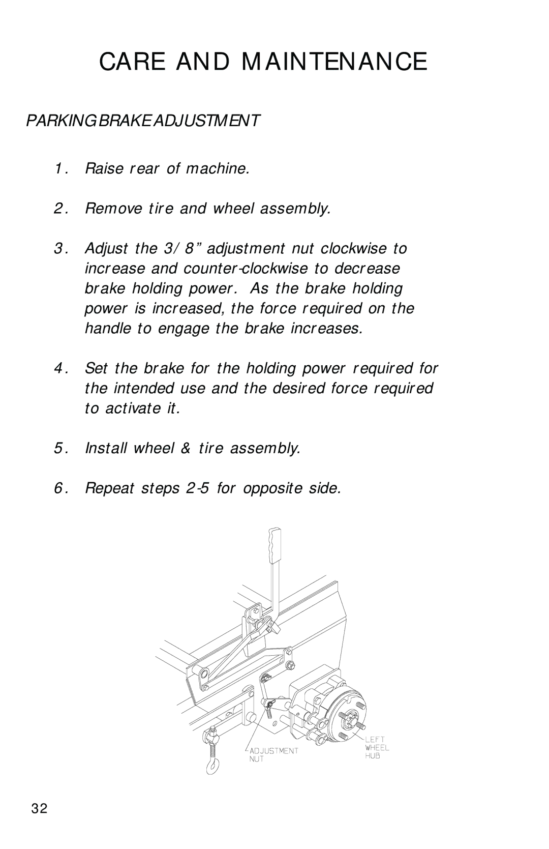 Dixon 2700 manual Parking Brake Adjustment 