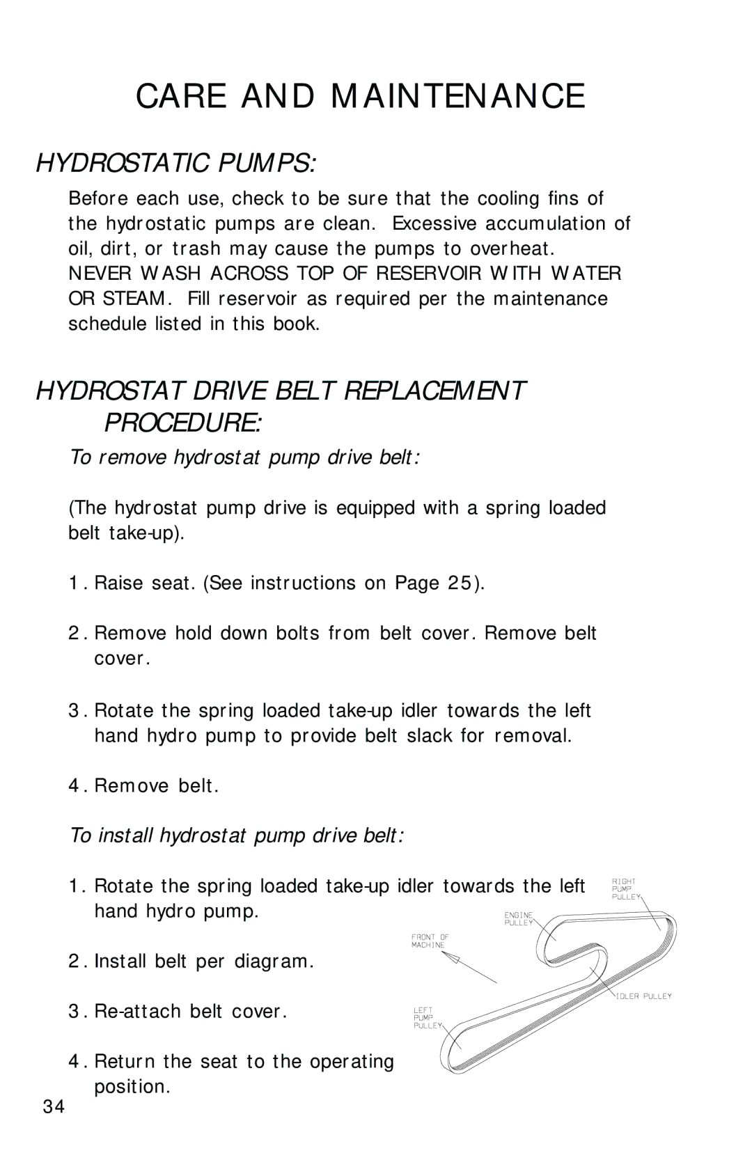 Dixon 2700 manual Hydrostatic Pumps, Hydrostat Drive Belt Replacement Procedure 