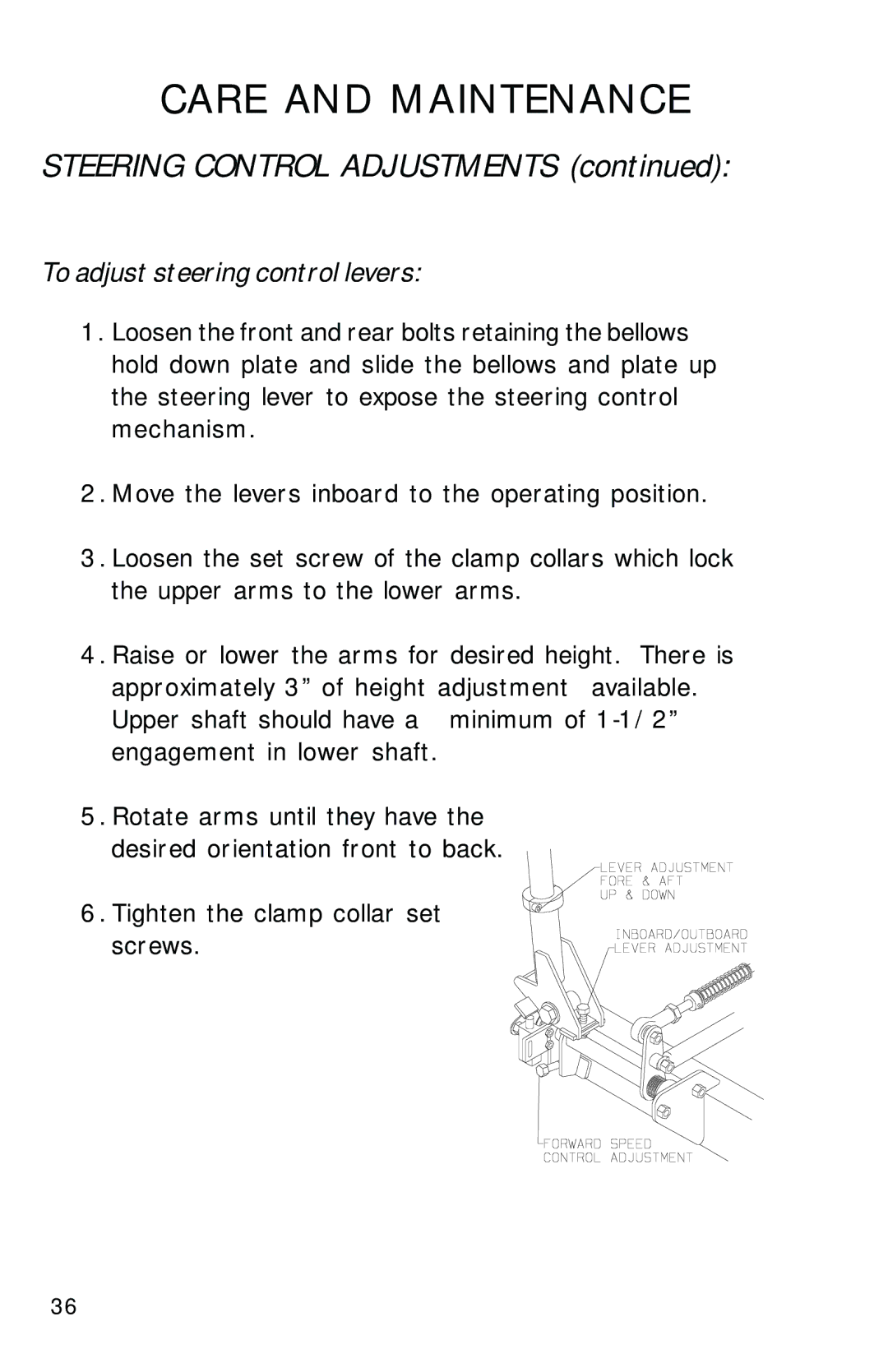 Dixon 2700 manual Steering Control Adjustments, To adjust steering control levers 