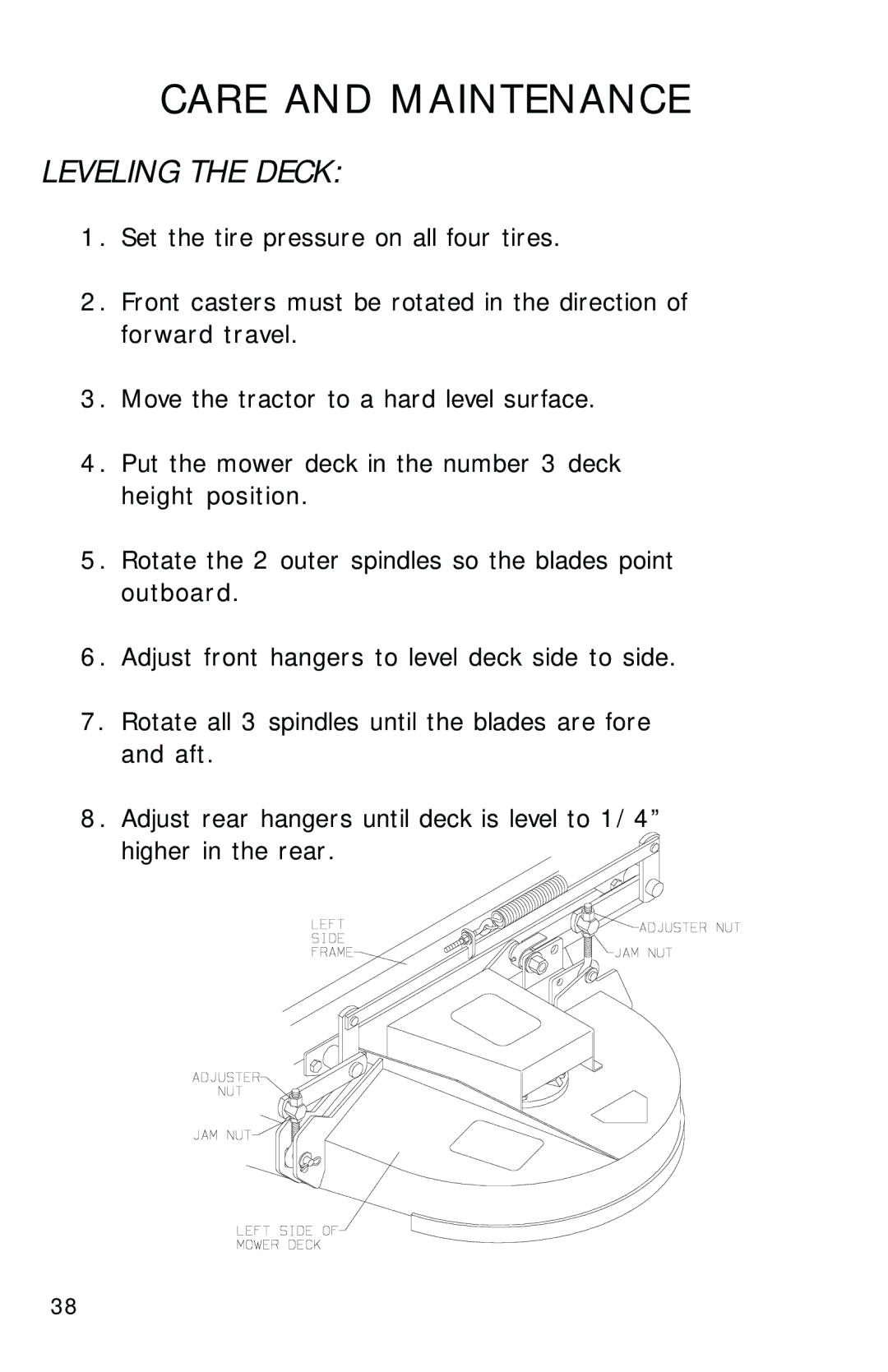 Dixon 2700 manual Leveling the Deck 