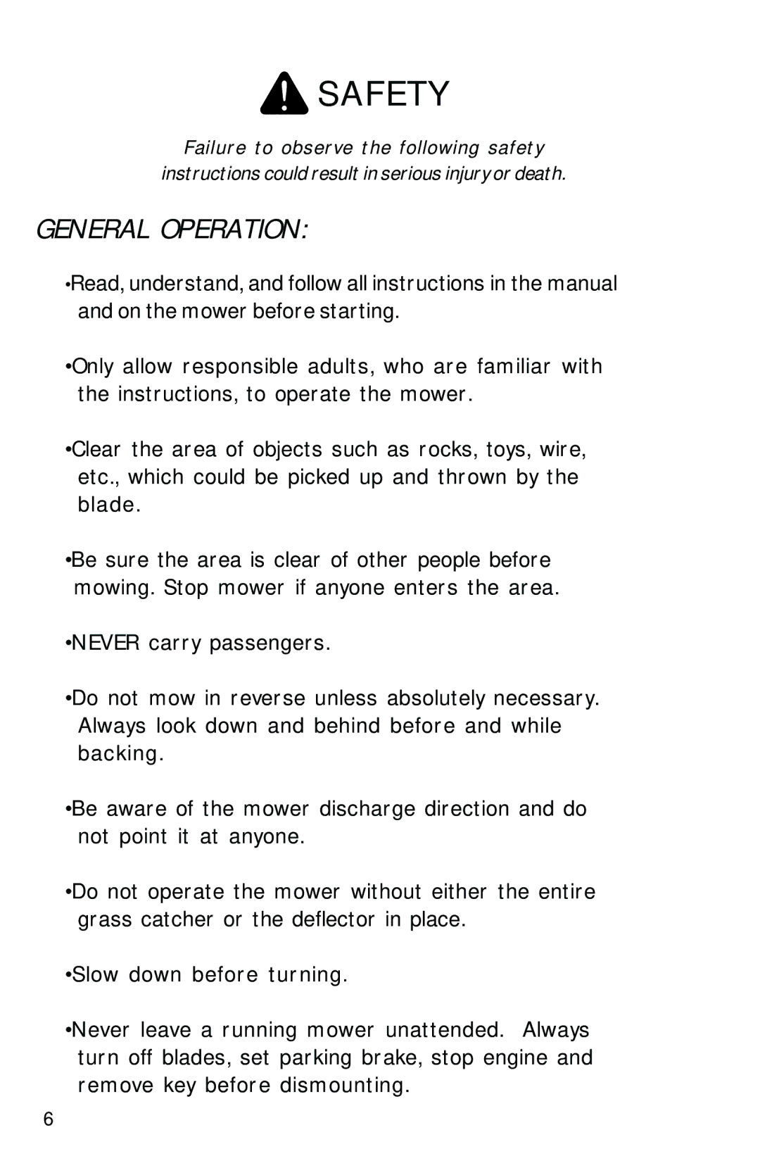 Dixon 2700 manual General Operation 