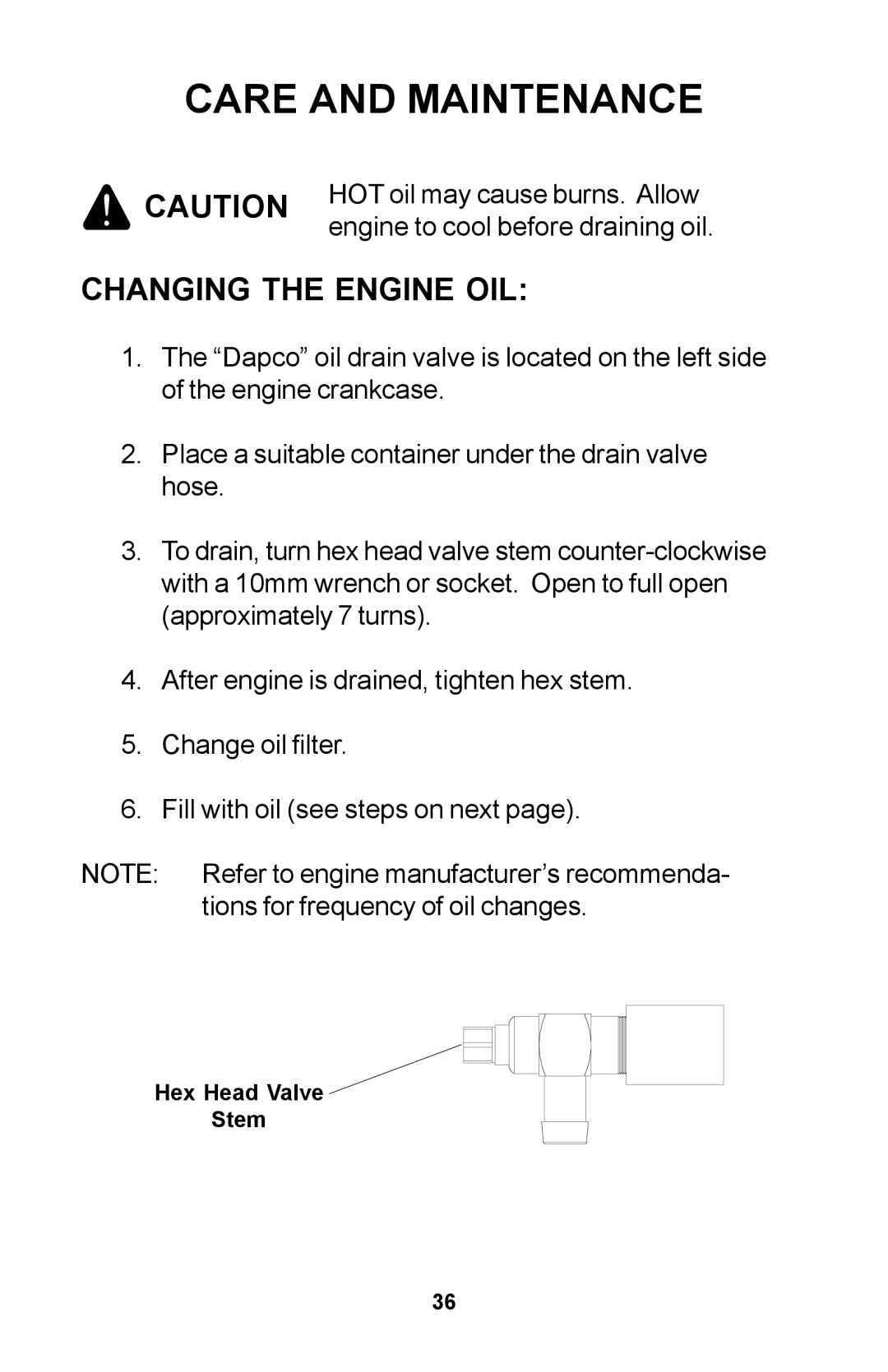 Dixon 30 manual Changing the Engine OIL 