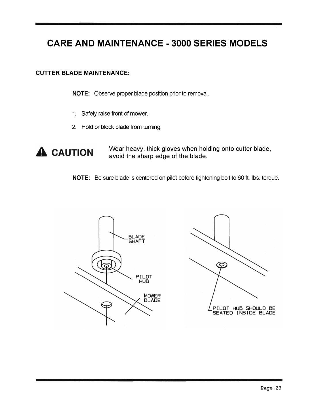 Dixon 3000 Series manual Cutter Blade Maintenance 