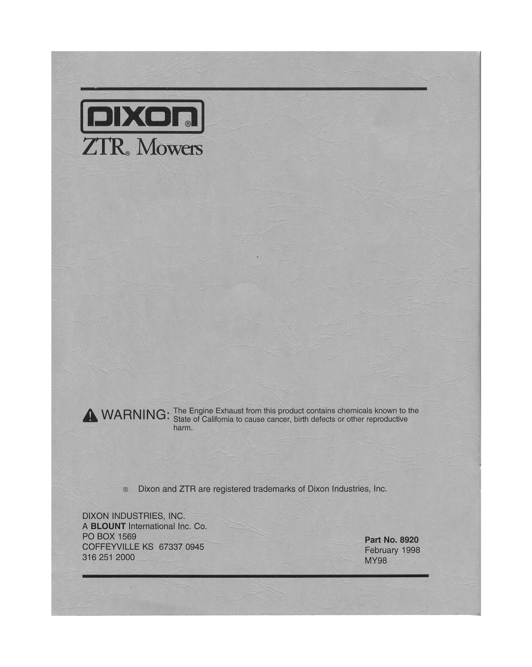Dixon 3000 Series manual 