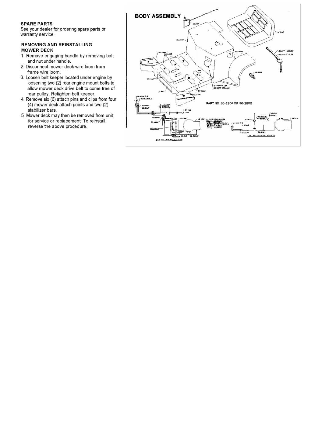 Dixon 301, 302 manual See your dealer for ordering spare parts or warranty service 