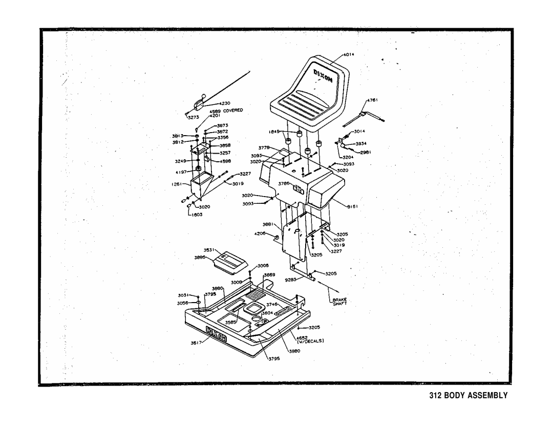 Dixon 312 manual Body Assembly 