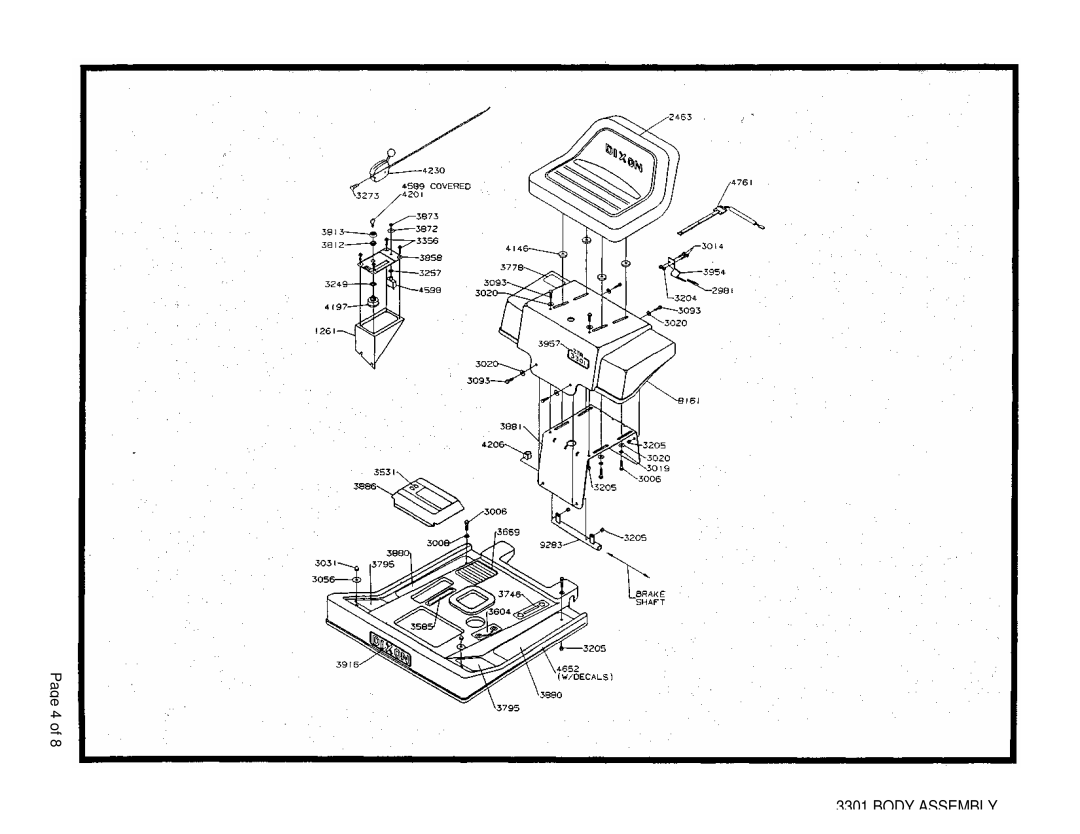 Dixon 3301 brochure Body Assembly 