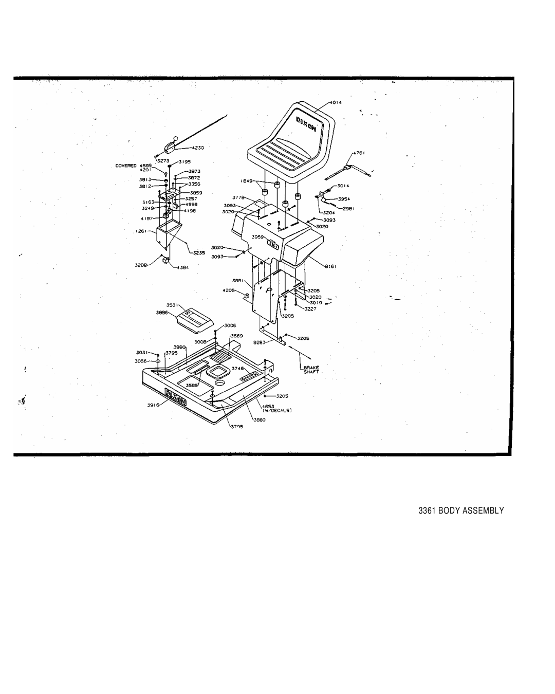 Dixon 3361 brochure Body Assembly 