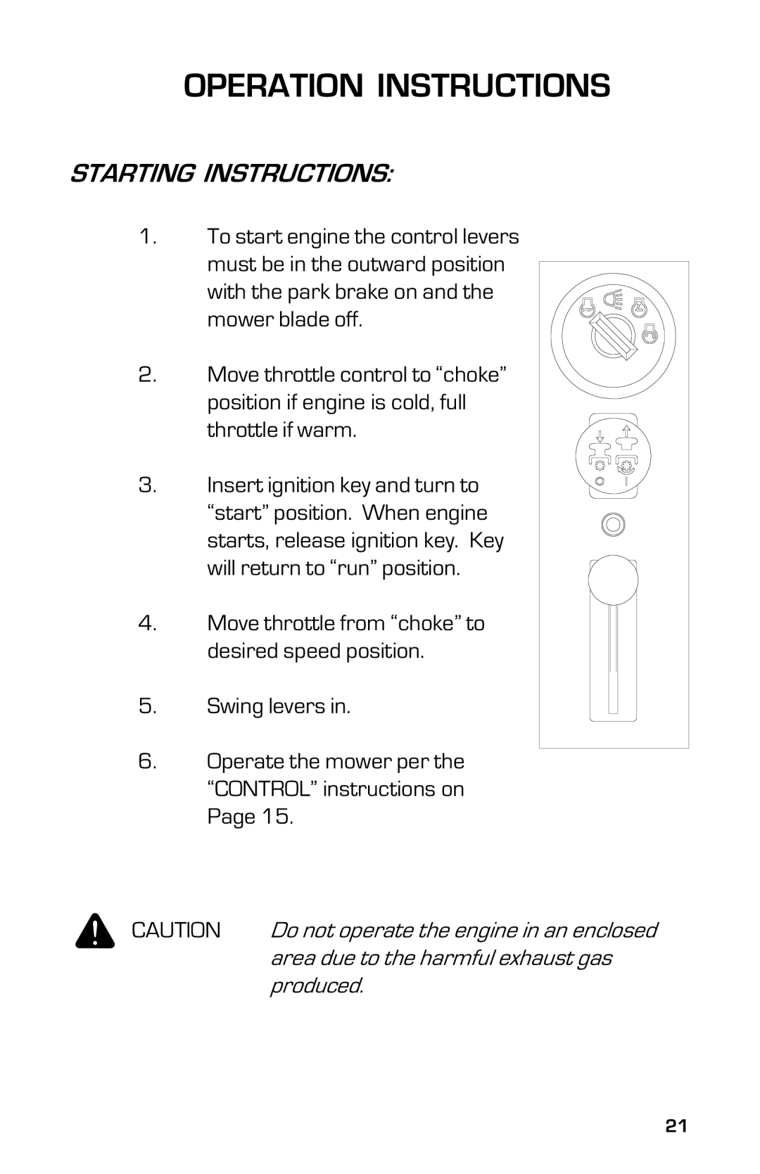 Dixon 3500 Series manual Starting Instructions 