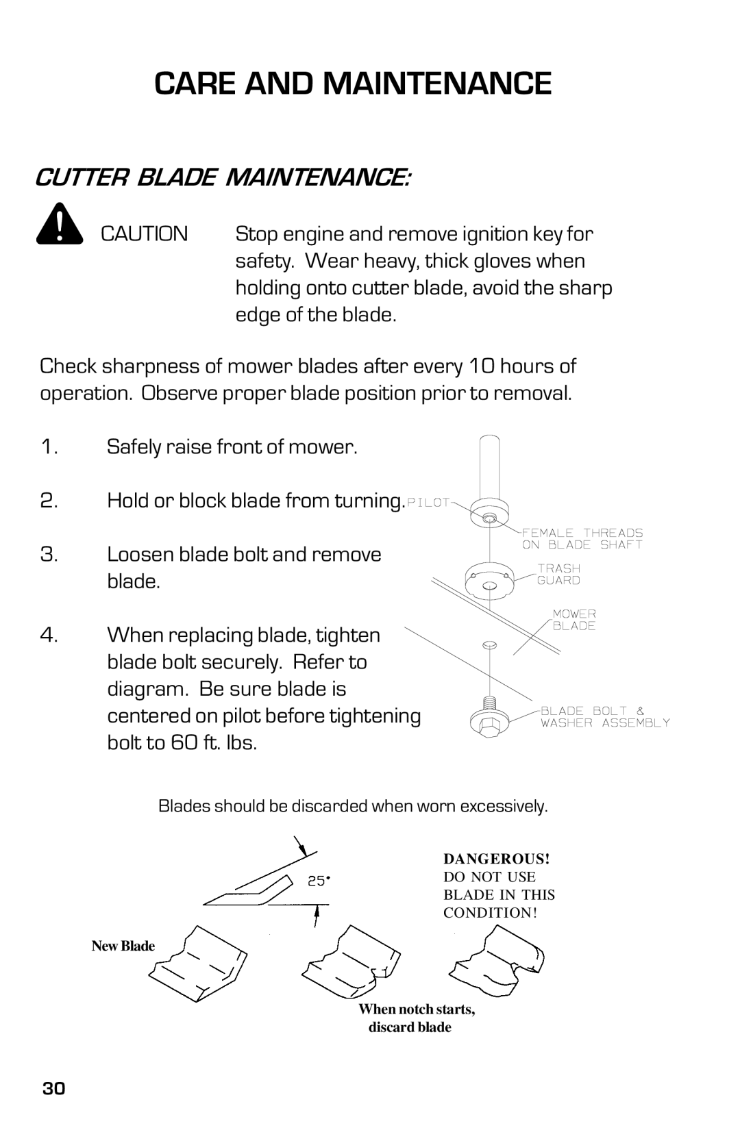 Dixon 3500 Series manual Cutter Blade Maintenance 