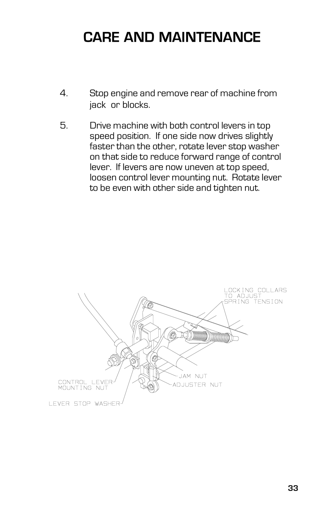 Dixon 3500 Series manual Stop engine and remove rear of machine from jack or blocks 