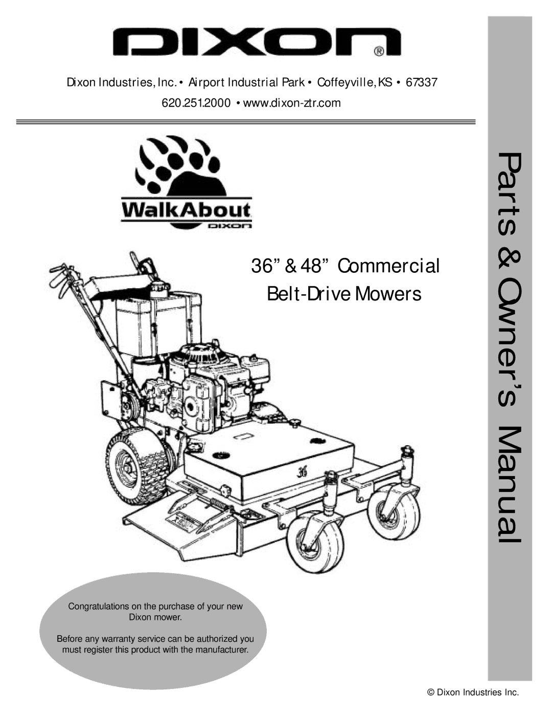 Dixon owner manual 36 & 48 Commercial Belt-Drive Mowers 