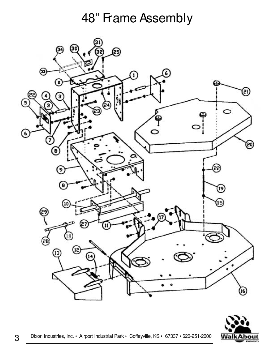 Dixon 36 & 48 owner manual Frame Assembly 