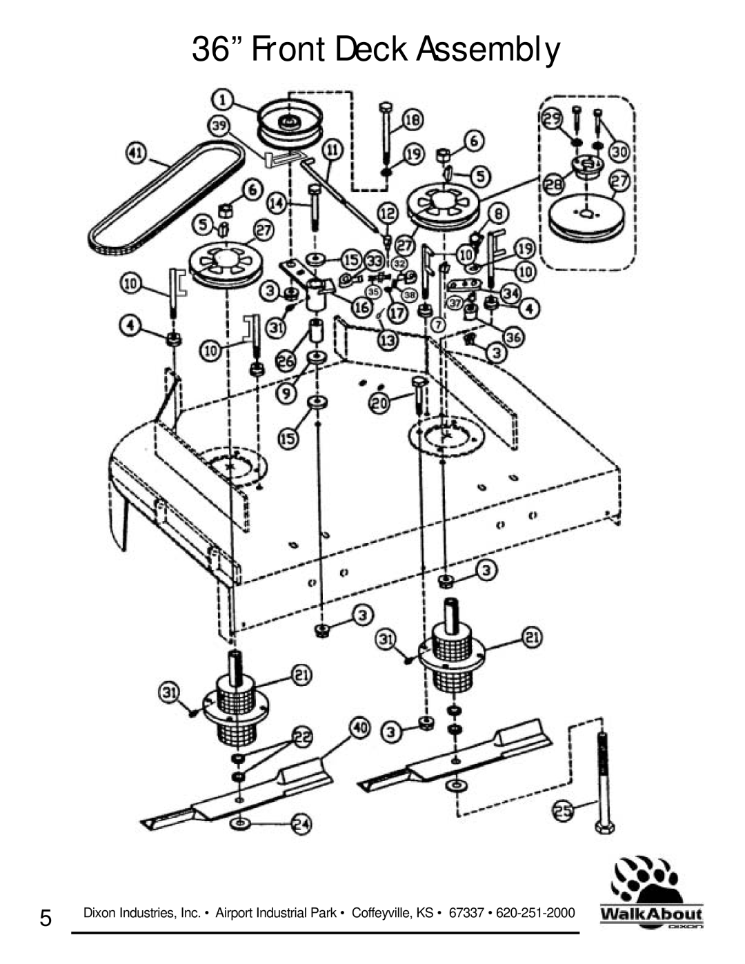 Dixon 36 & 48 owner manual Front Deck Assembly 