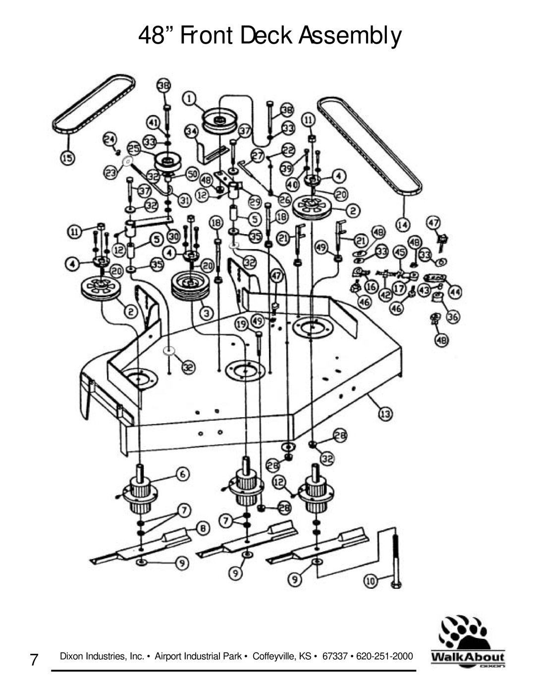 Dixon 36 & 48 owner manual Front Deck Assembly 