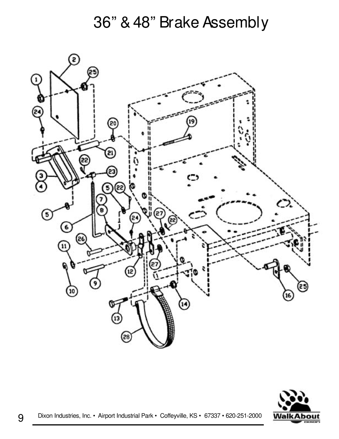 Dixon owner manual 36 & 48 Brake Assembly 