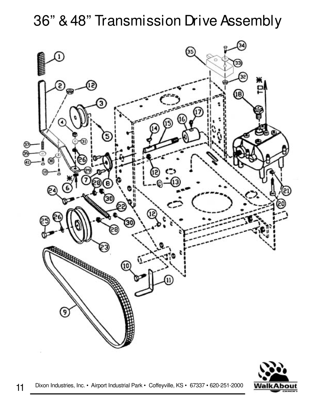 Dixon owner manual 36 & 48 Transmission Drive Assembly 