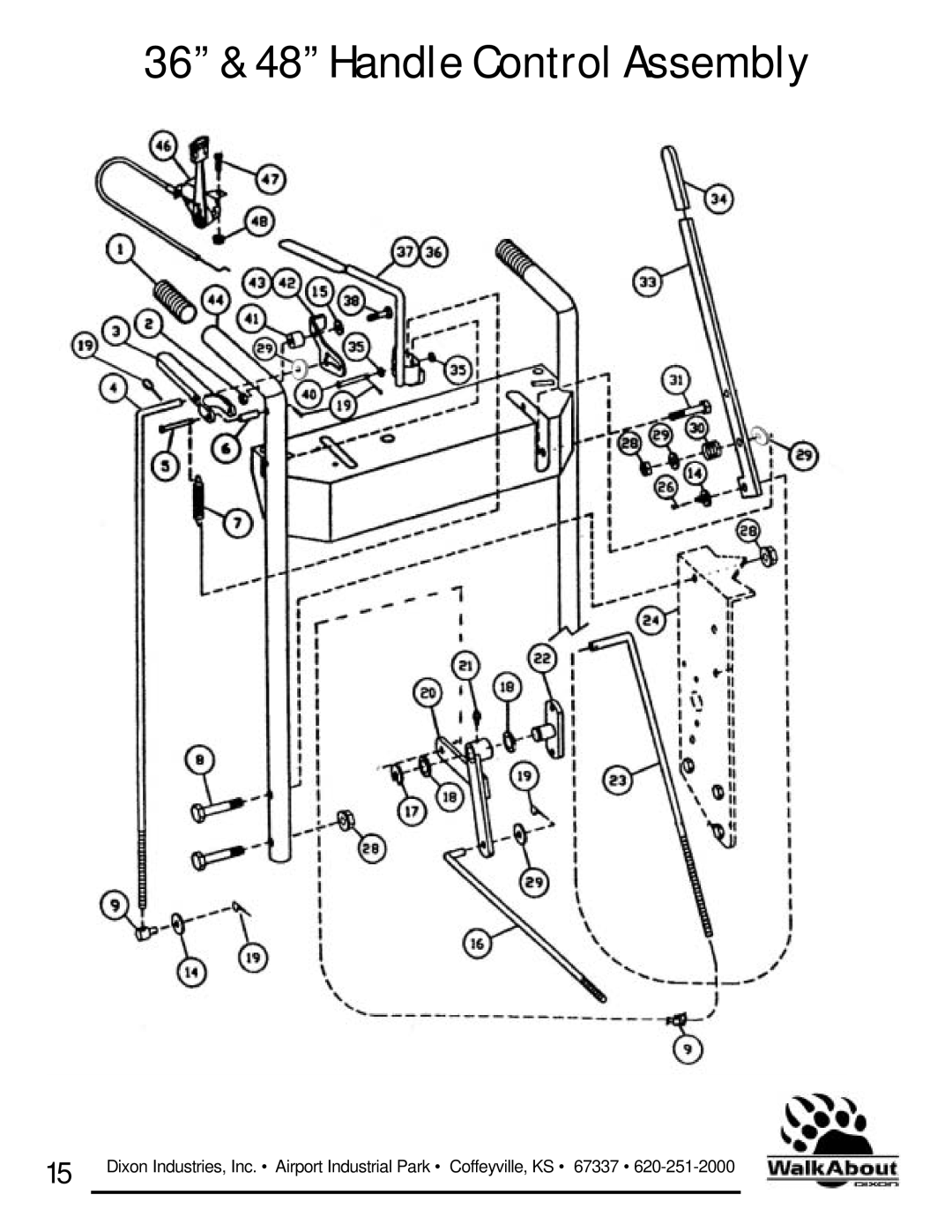 Dixon owner manual 36 & 48 Handle Control Assembly 