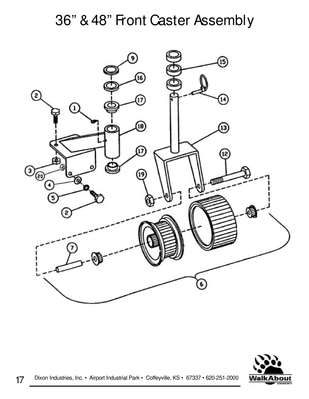 Dixon owner manual 36 & 48 Front Caster Assembly 