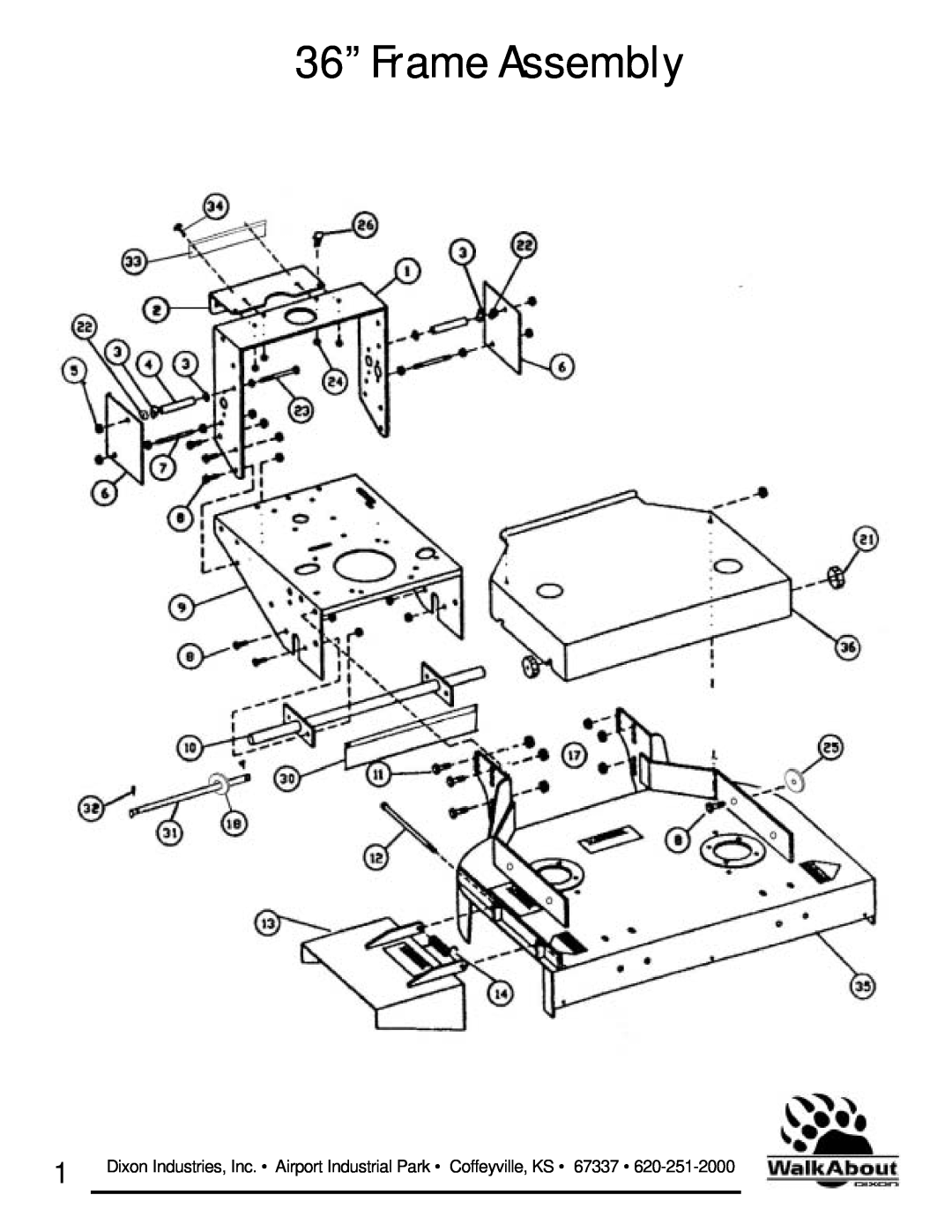 Dixon 36 & 48 owner manual 36” Frame Assembly 
