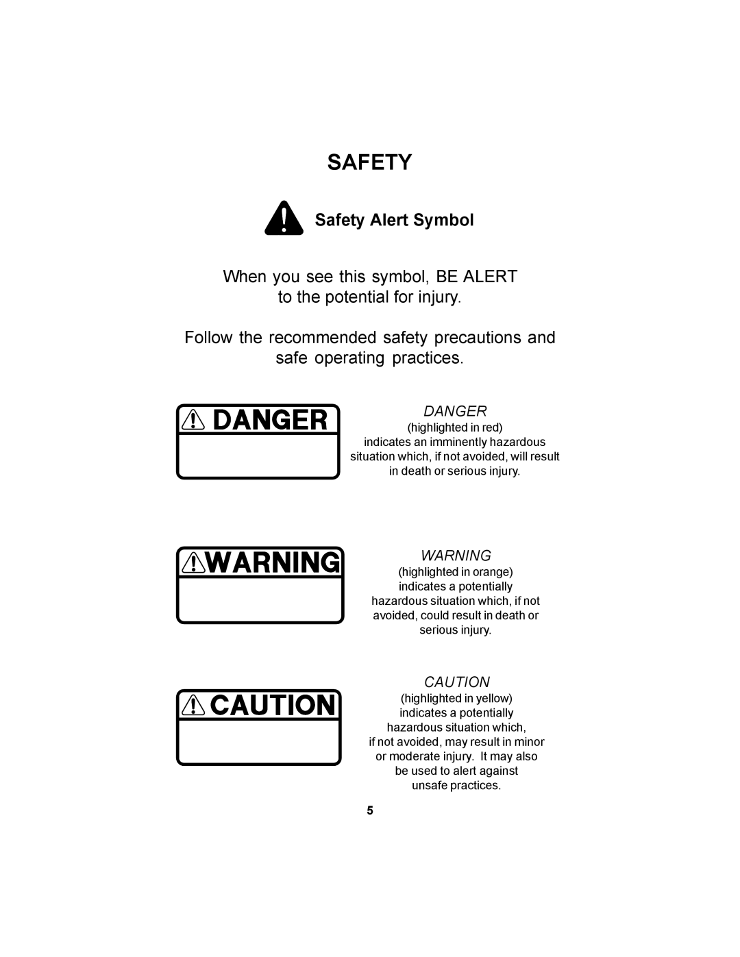 Dixon 44, 38, 42 manual Safety Alert Symbol 