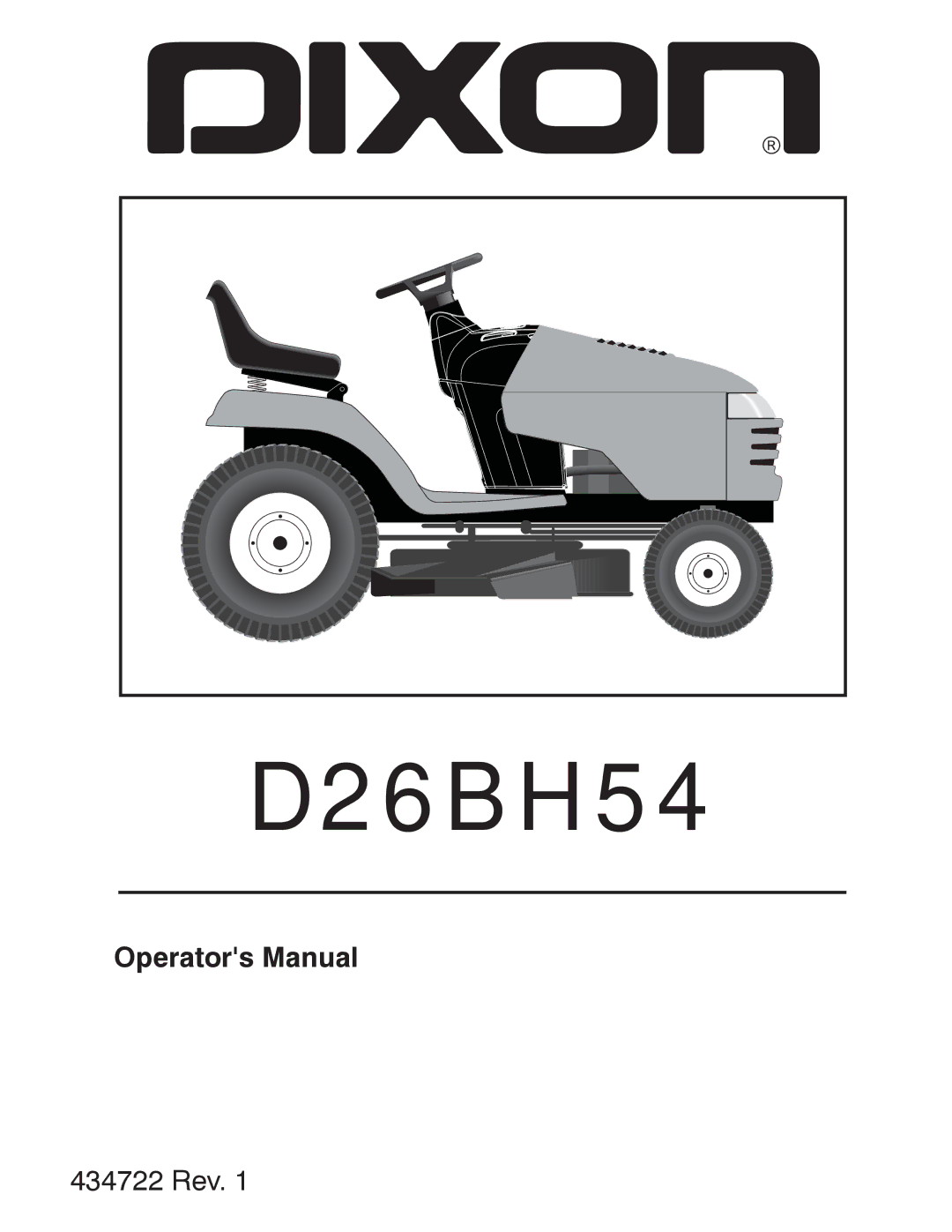 Dixon D26BH54, 434722 manual 