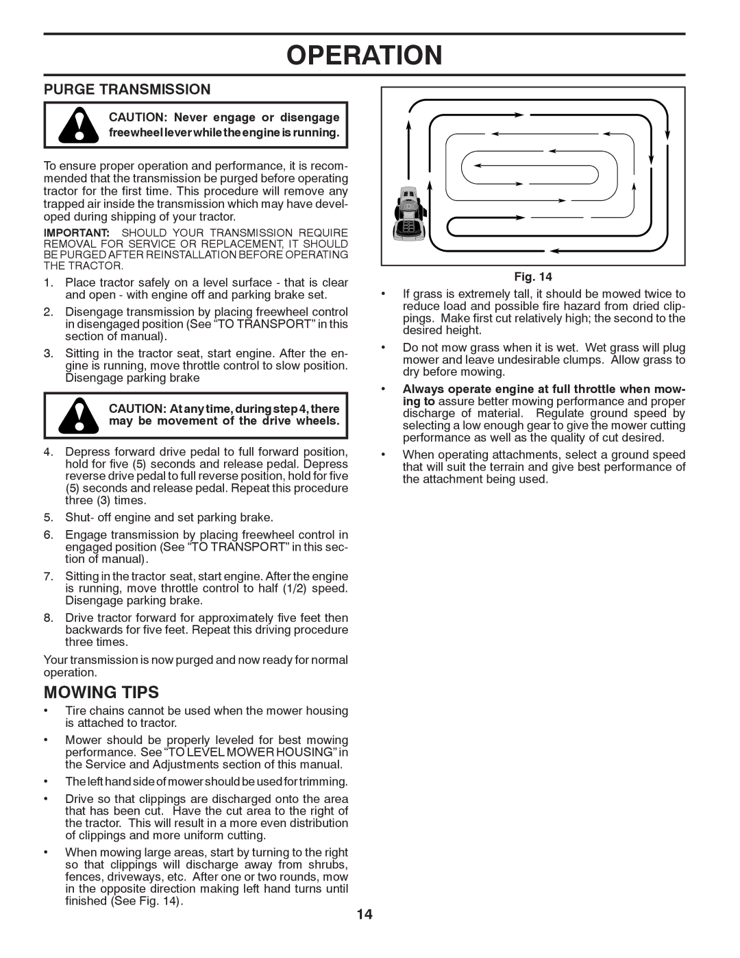 Dixon 434722, D26BH54 manual Mowing Tips, Purge Transmission 