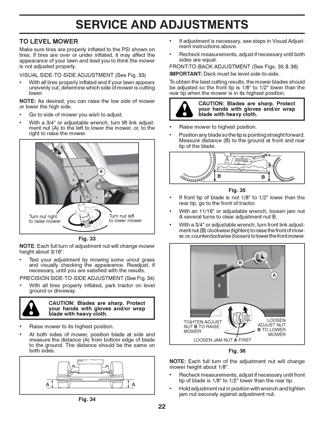 Dixon 434722, D26BH54 manual To Level Mower 