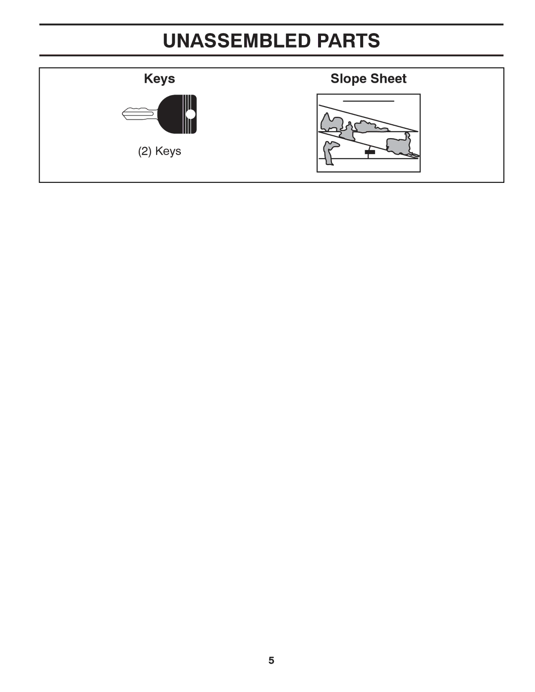 Dixon D26BH54, 434722 manual Unassembled Parts 