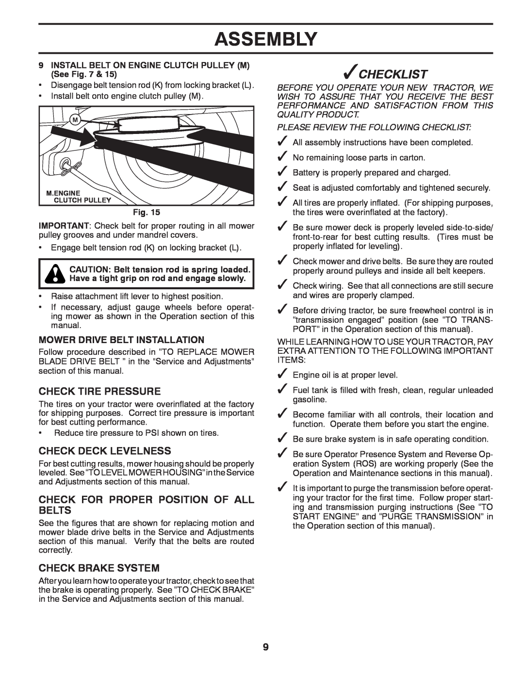 Dixon D25K48YT manual Check Tire Pressure, Check Deck Levelness, Check For Proper Position Of All Belts, Check Brake System 