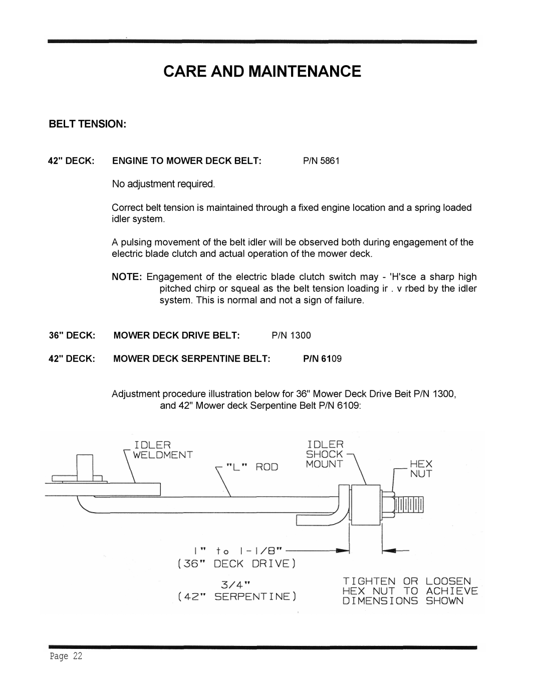 Dixon 4500 Series manual Belt Tension 