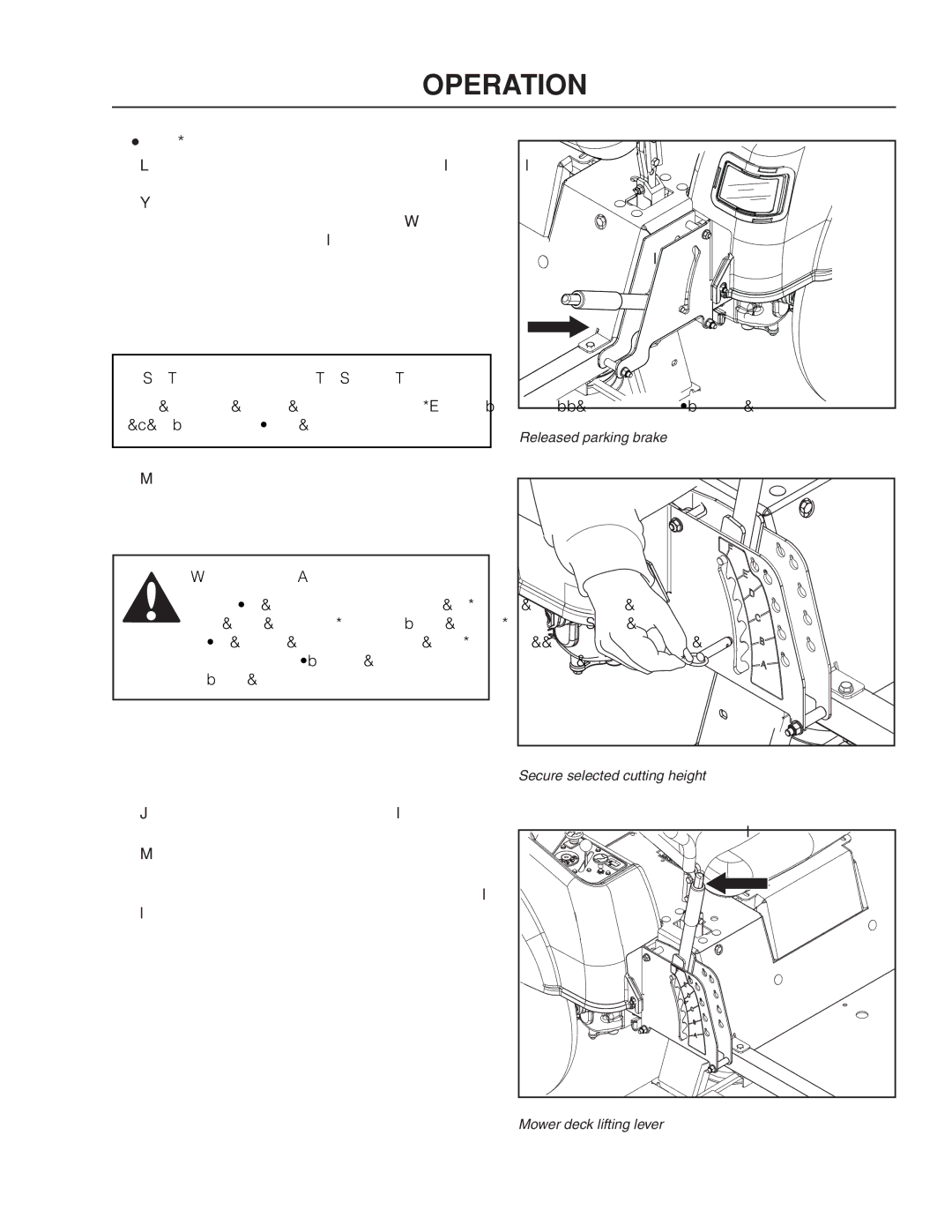 Dixon 42BF, 46BF, 965883201, 965883101, 54BF, 966496201 Running, Mower deck’s anti-scalp rollers should be evenly adjusted 