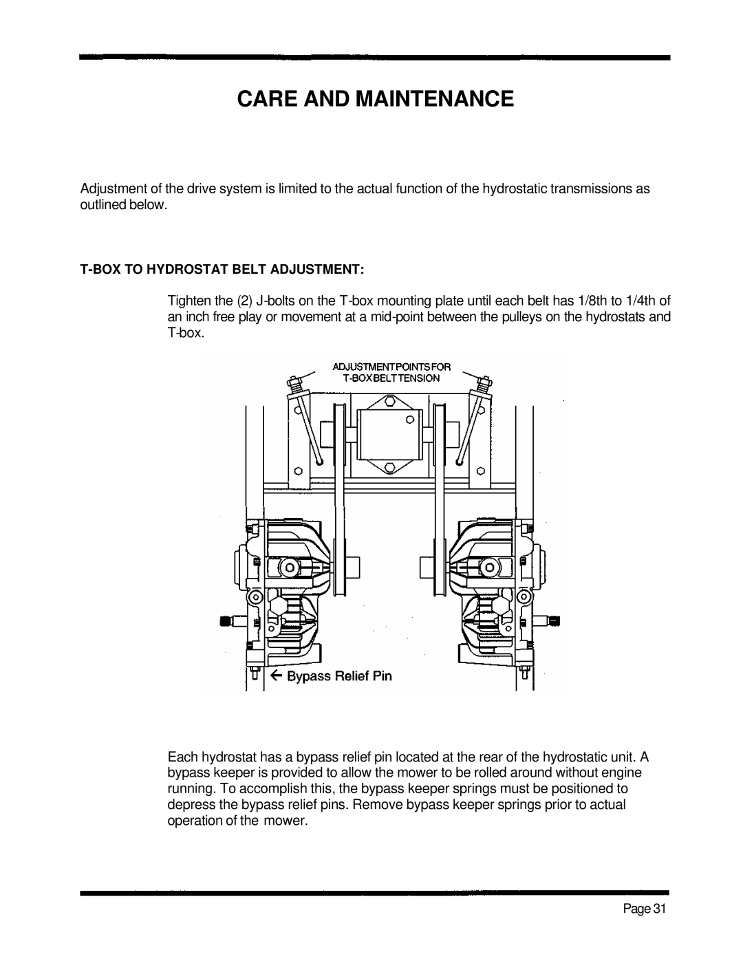 Dixon 5000 Series manual BOX to Hydrostat Belt Adjustment 