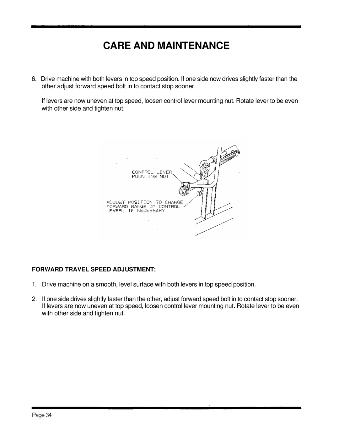 Dixon 5000 Series manual Forward Travel Speed Adjustment 