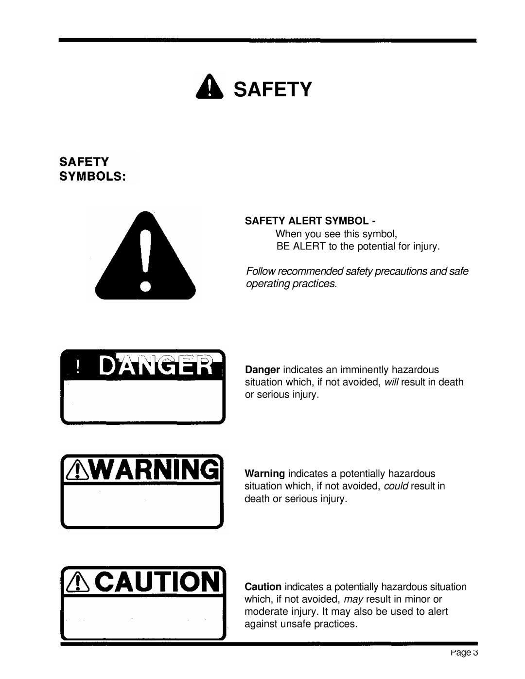 Dixon 5000 Series manual Follow recommended safety precautions and safe operating practices, Safety Alert Symbol 