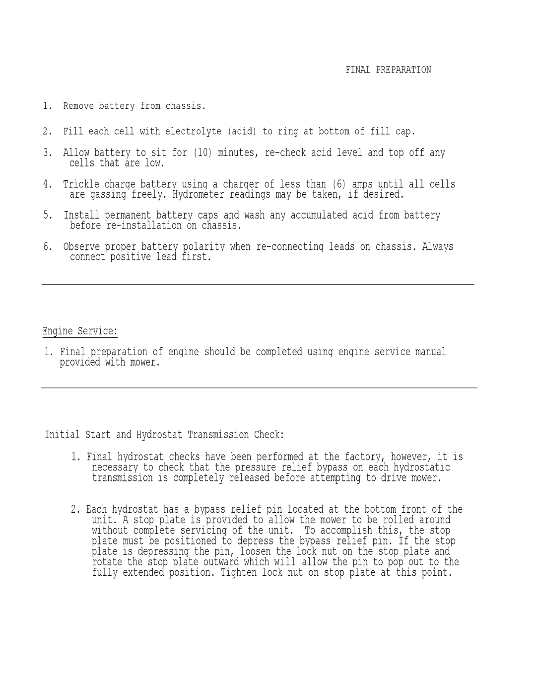 Dixon 501 manual Cells that are low, Final Preparation 